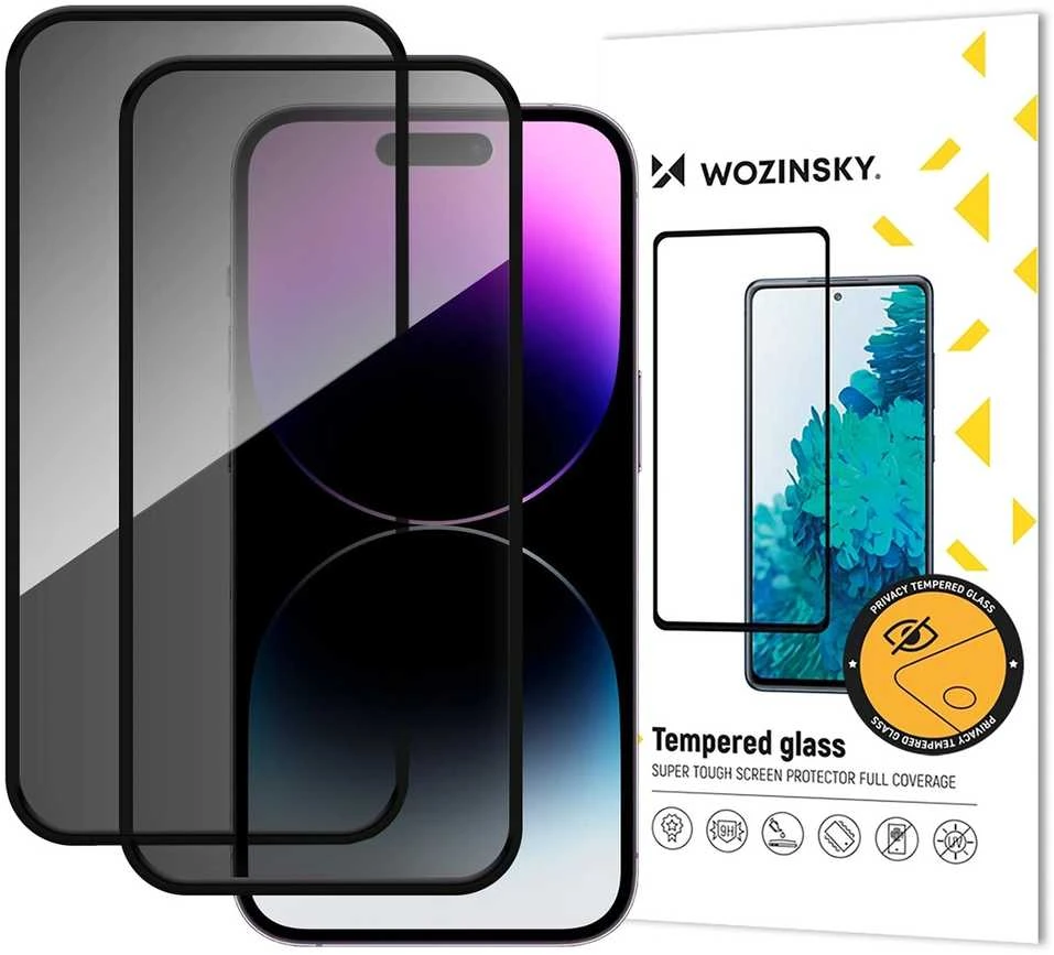 Wozinsky Privacy Glass apsauginis stiklas skirtas iPhone 17 / 16 Pro, set of 2