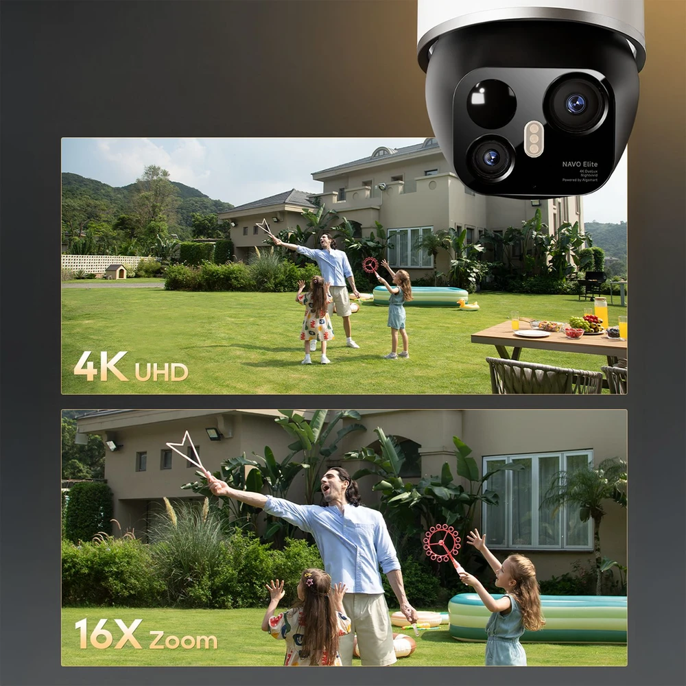 Dreame 360 laipsnių lauko kamera su saulės baterijomis, 4K, 8MP, 2,4 GHz, WiFi, 13000 mAh – balta
