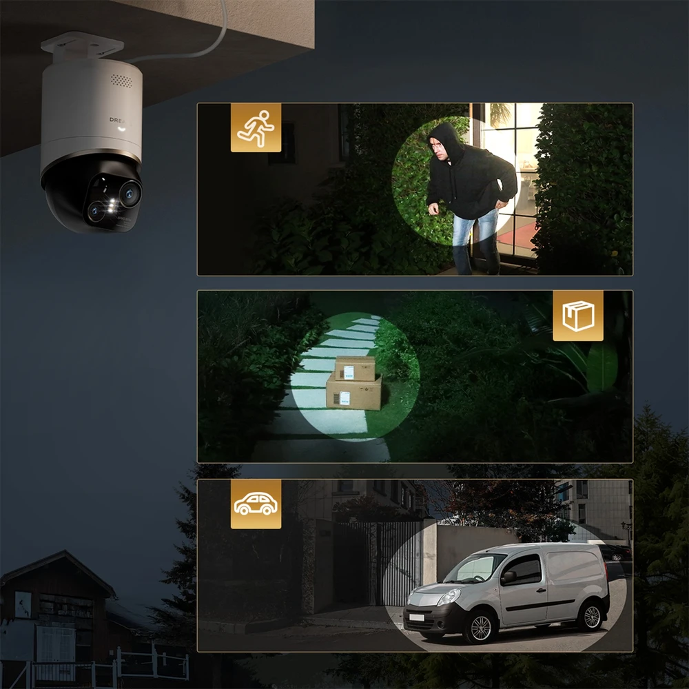 Dreame 360 laipsnių lauko kamera su saulės baterijomis, 4K, 8MP, 2,4 GHz, WiFi, 13000 mAh – balta