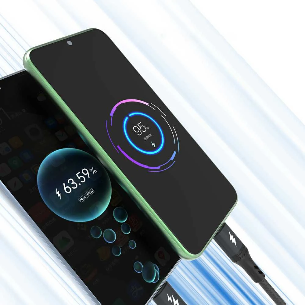 Dudao L3F 2in1 kabelis 100W 1.2m 2 x USB-C – juodos spalvos