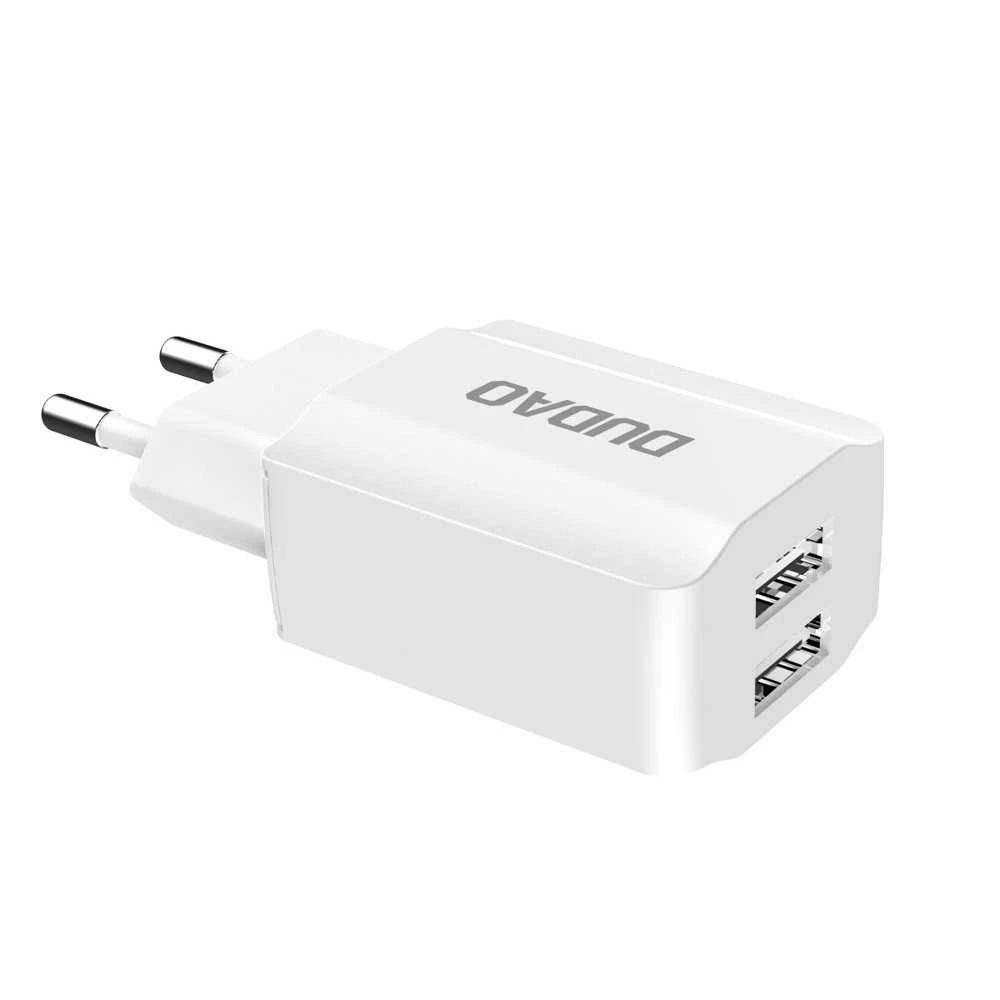 Sieninis įkroviklis Dudao A2EUL 2x USB su Lightning kabeliu (baltas)