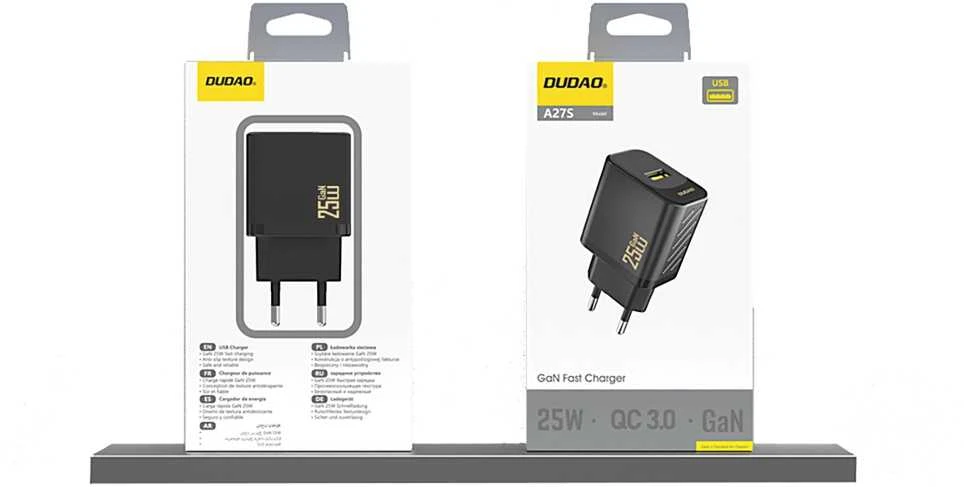 Dudao A27S 25W GaN USB-A įkroviklis – baltos spalvos