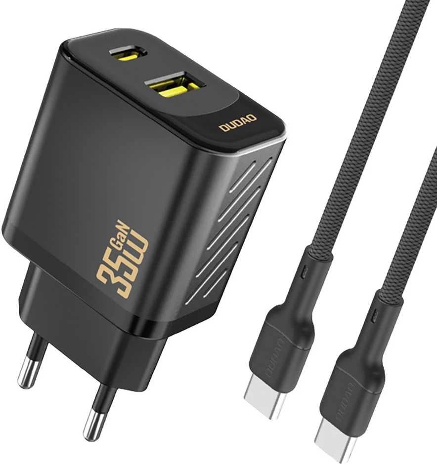 Dudao A27 MaxC 35W laidinis įkroviklis + USB-C kabelis – juodos spalvos