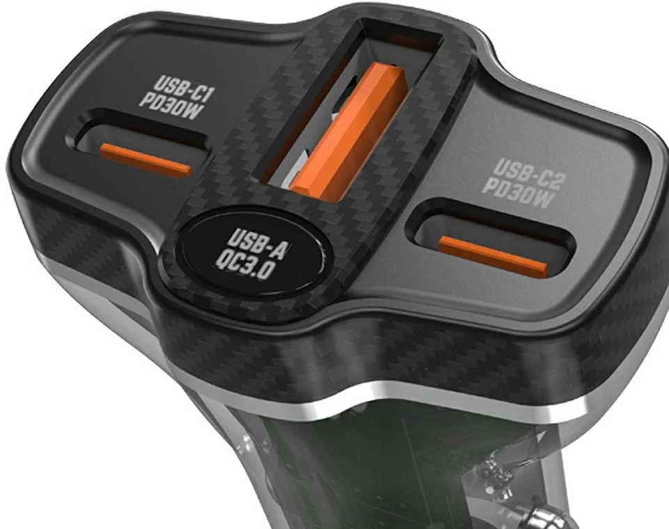 Dudao R78 78W automobilinis įkroviklis USB-C PD / 2xUSB-A QC – juodos spalvos