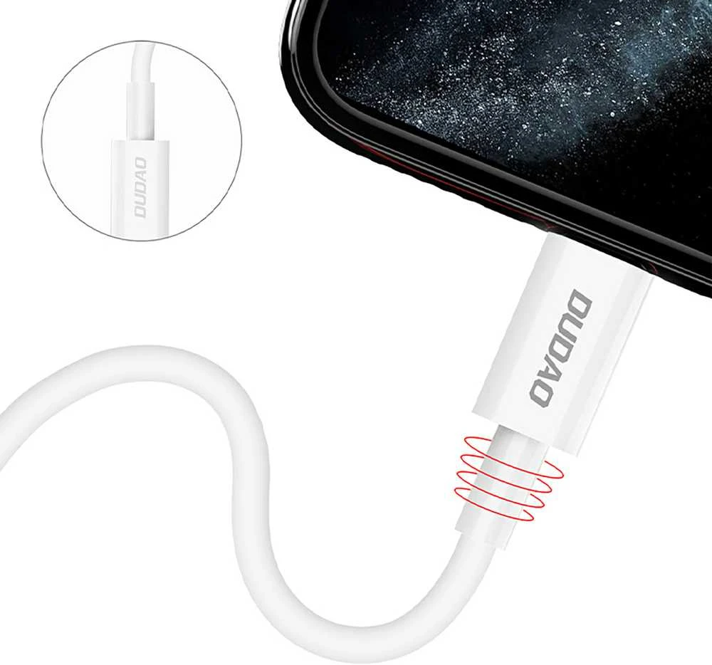 Dudao L6X USB-C – Lightning PD 20W 1m kabelis – baltos spalvos