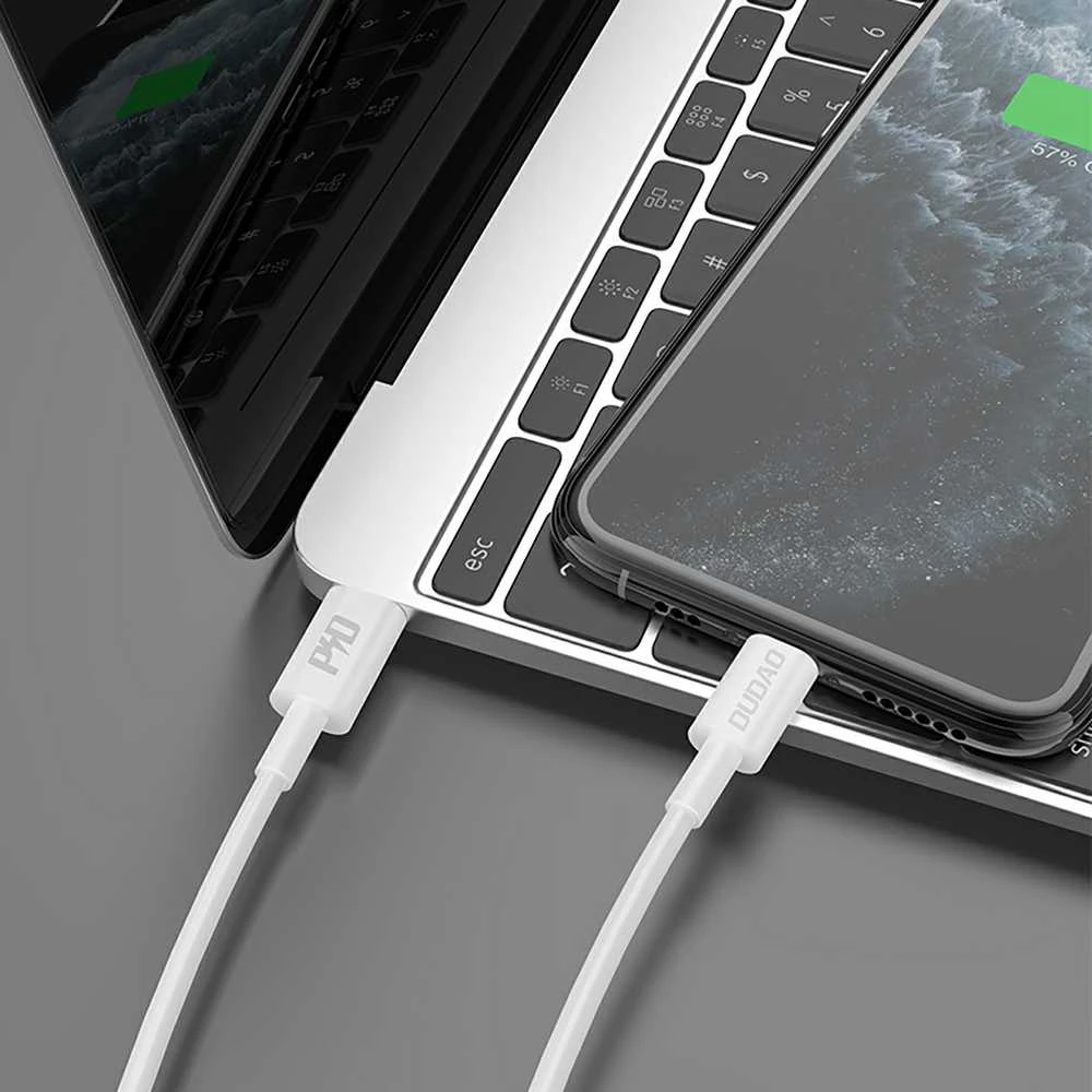 Dudao L6X USB-C – Lightning PD 20W 1m kabelis – baltos spalvos