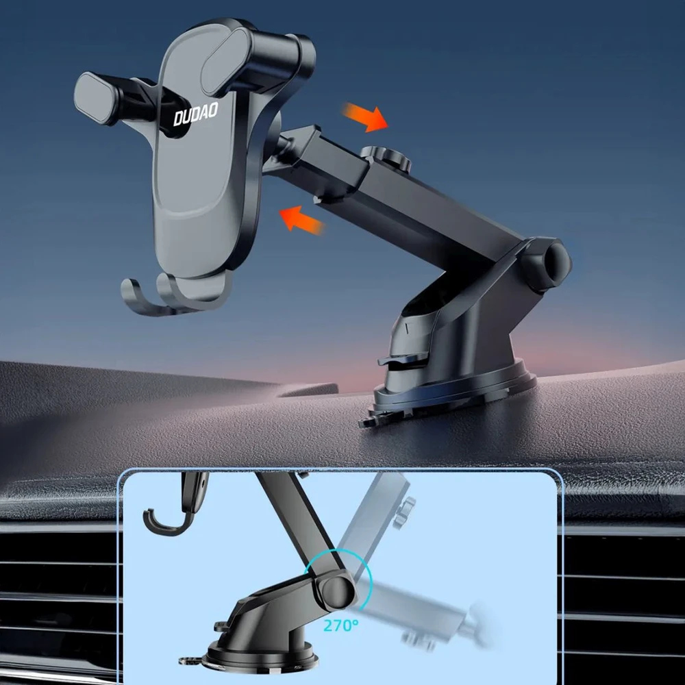Dudao F5PRO+ automobilio laikiklis su siurbtuku - Juodas