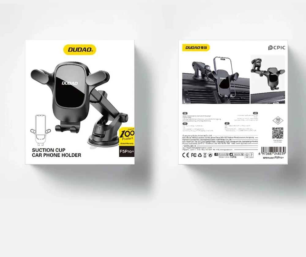 Dudao F5PRO+ automobilio laikiklis su siurbtuku - Juodas