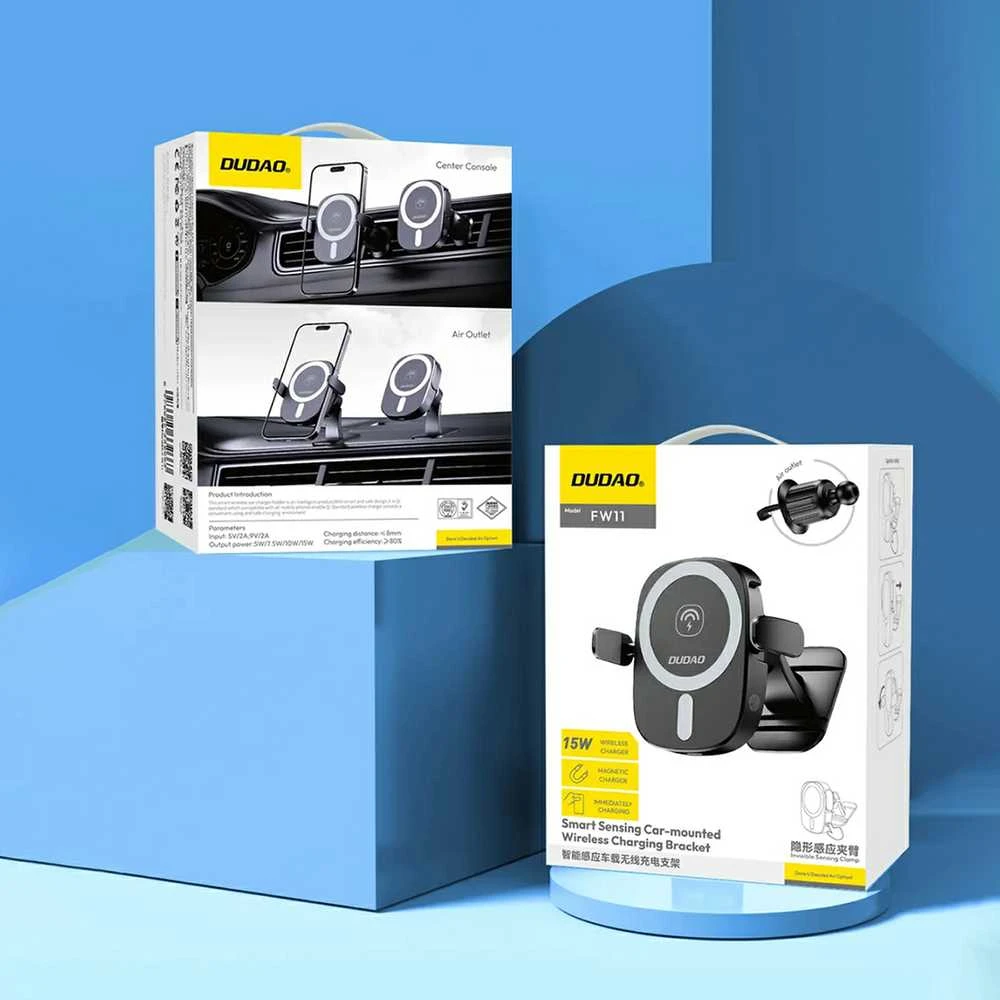 Dudao FW11 automobilinis telefono laikiklis su 15W indukciniu įkrovikliu oro grotelėms / cockpit – juodos spalvos