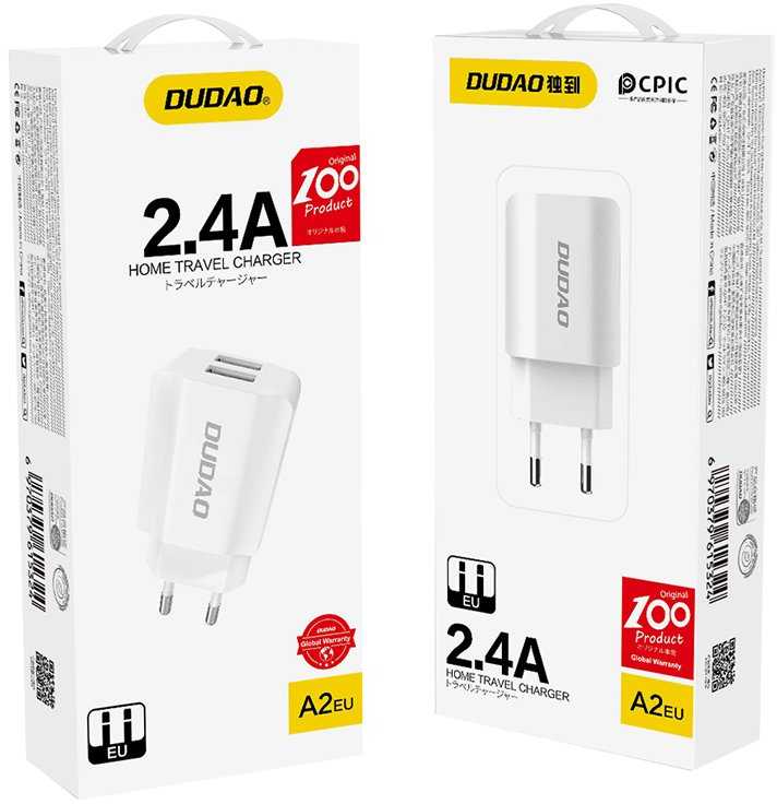 Įkroviklis Dudao (A2EU) (2xUSB 2.4A) baltas