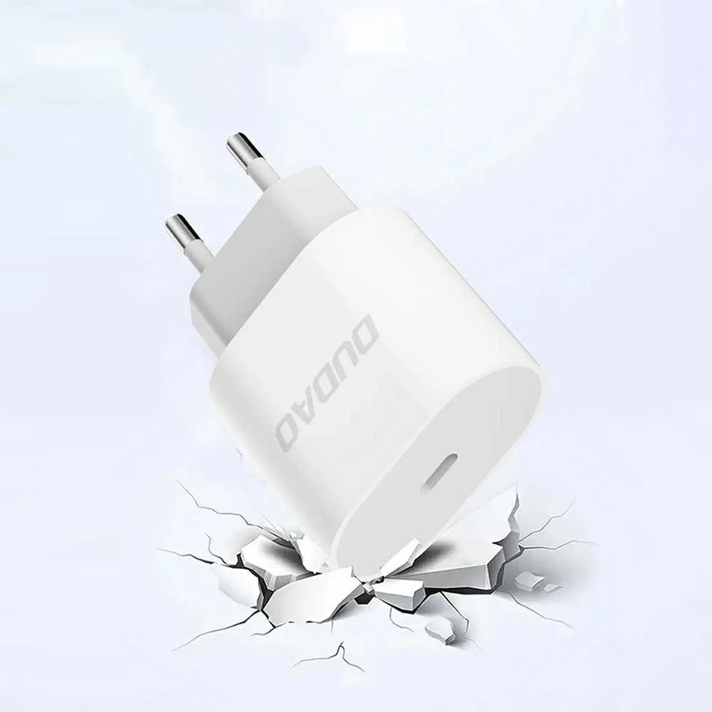 Dudao A14EUC PD 20W USB-C laidinis įkroviklis su kabelis – baltos spalvos