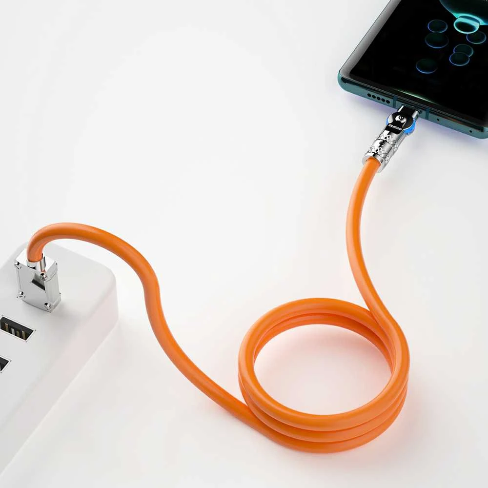 Dudao L24AL USB-A – Lightning kampinis kabelis su 180° rotation 30W 1m – oranžinės spalvos