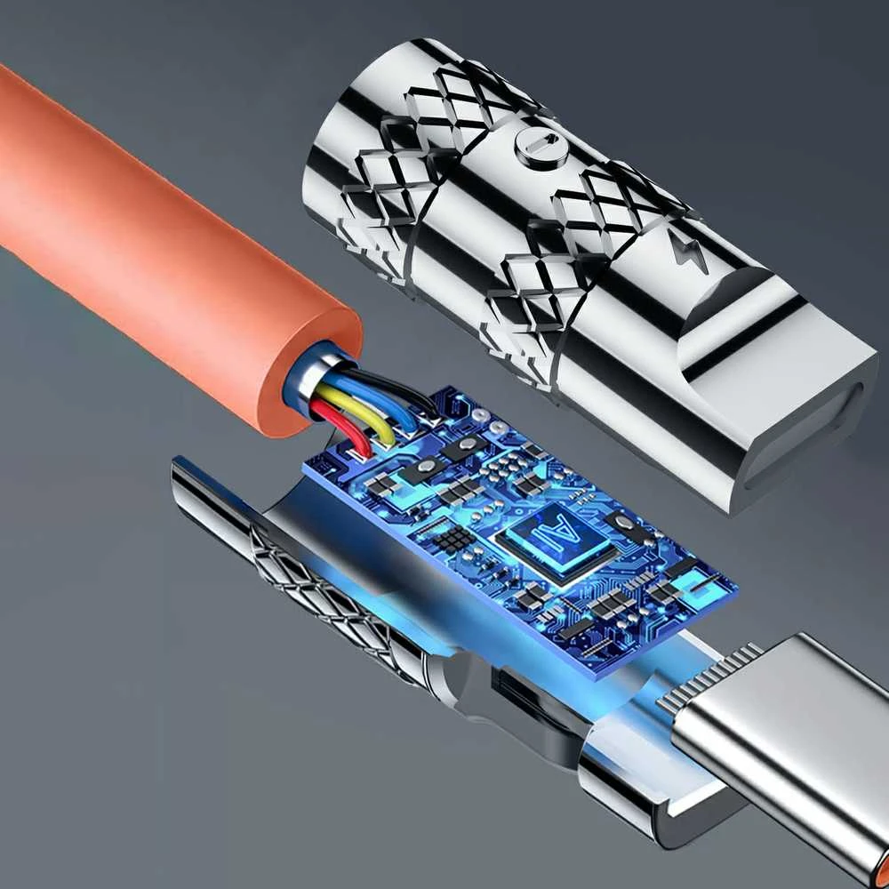 USB-C prie Lightning besisukantis kabelis Dudao L24CL 120W 1m (oranžinė)