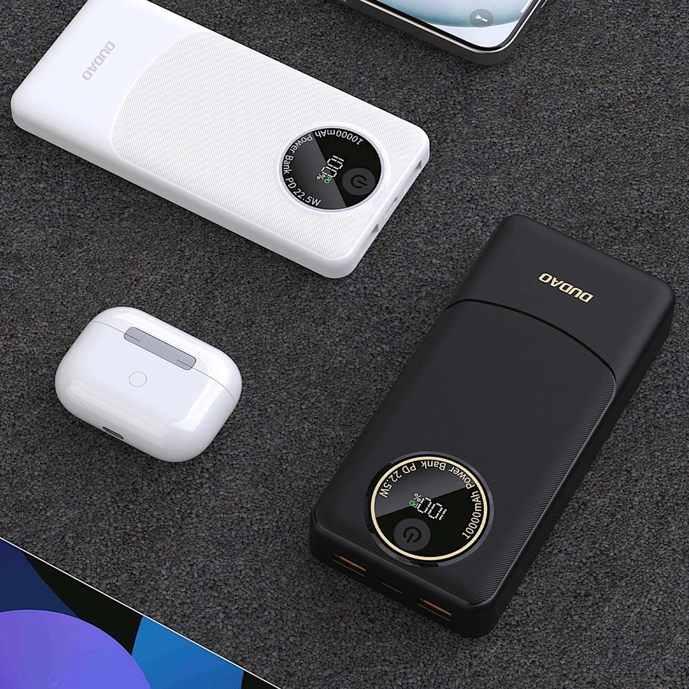 Powerbank Dudao K12 10000mAh PD22.5W USB-A, USB-C - baltas