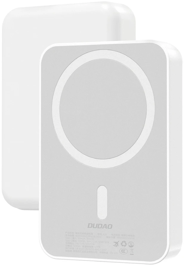 Dudao K26 išorinė baterija 10000mAh 20W USB-A / USB-C / MagSafe - Baltas