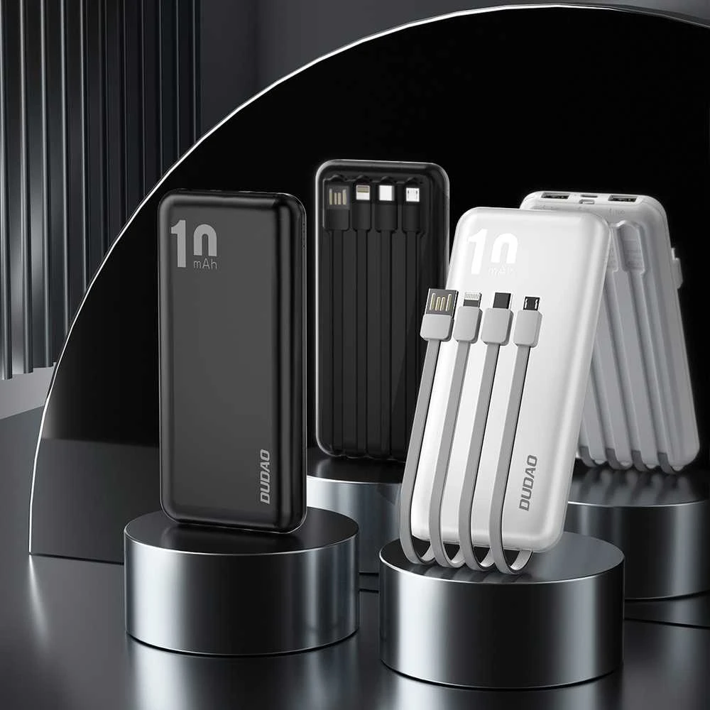 „Dudao K6Pro“ universalus 10 000 mAh maitinimo blokas su USB kabeliu, USB tipas C, žaibo juodas (K6Pro-juodas)