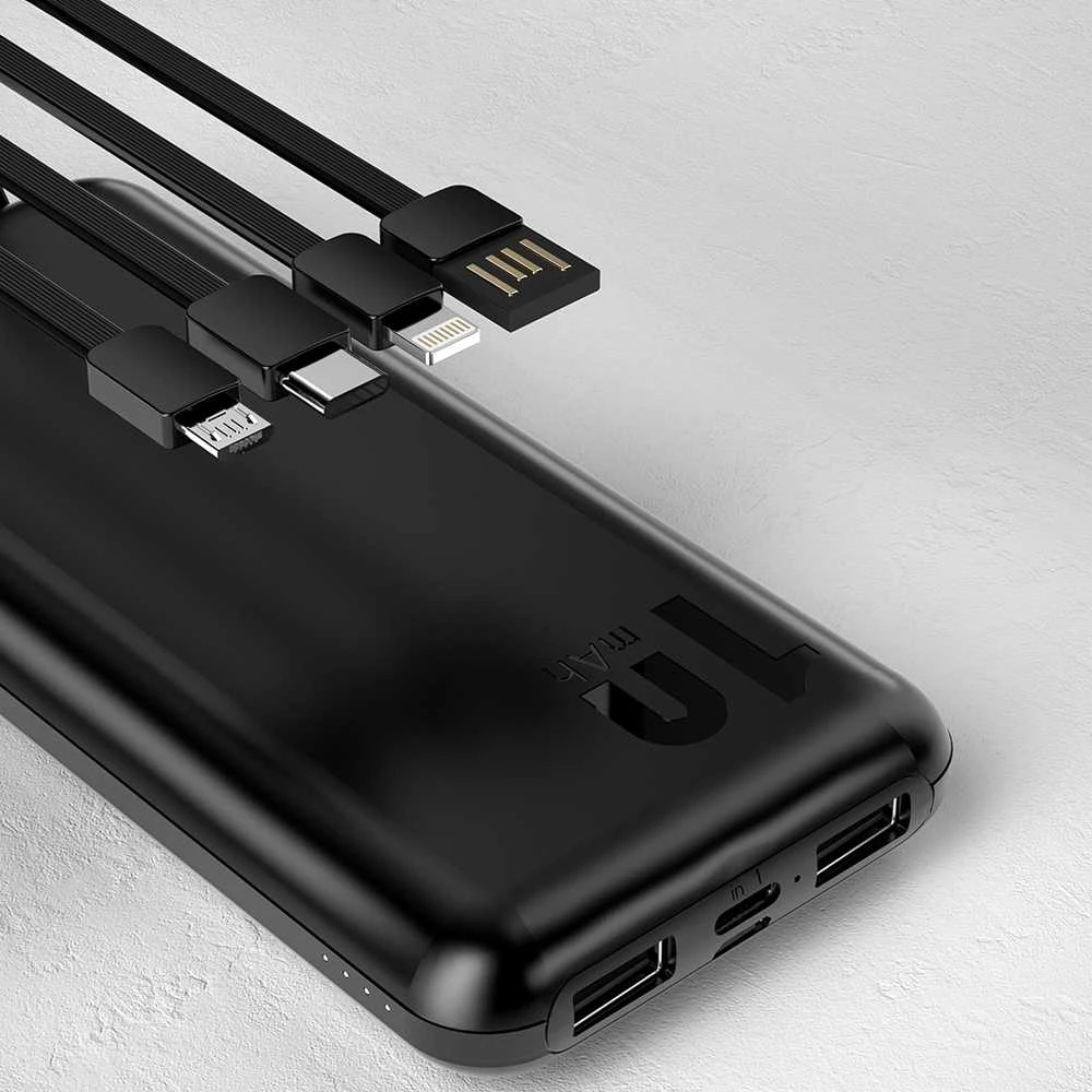 „Dudao K6Pro“ universalus 10 000 mAh maitinimo blokas su USB kabeliu, USB tipas C, žaibo juodas (K6Pro-juodas)