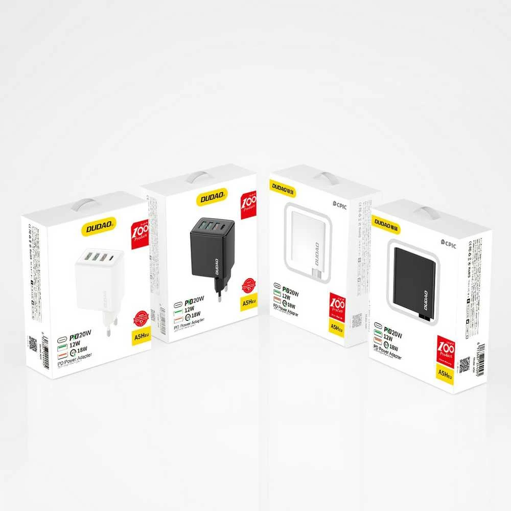 Kelioninis įkroviklis Dudao A5HEU 3x USB + USB-C, PD 20W (baltas)