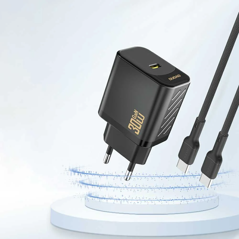 Dudao A27P 30W PD GaN USB-C laidinis įkroviklis – juodos spalvos