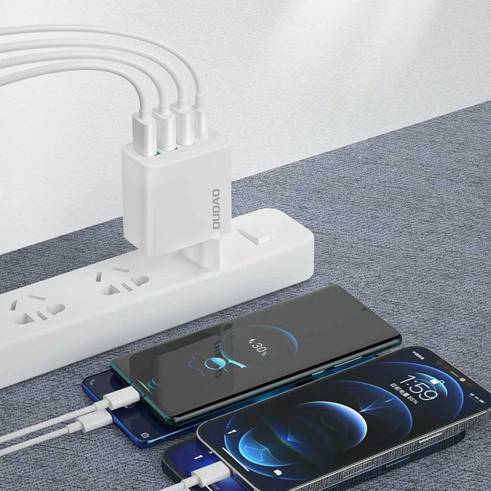 Kelioninis įkroviklis Dudao A5HEU 3x USB + USB-C, PD 20W (baltas)