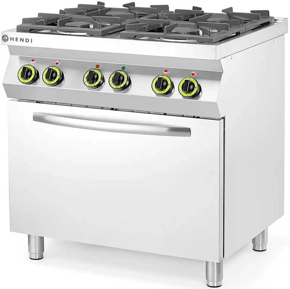 Dujinė viryklė 4 degikliai su elektrine konvekcine orkaite GN1/1 Kitchen Line - Hendi 225882