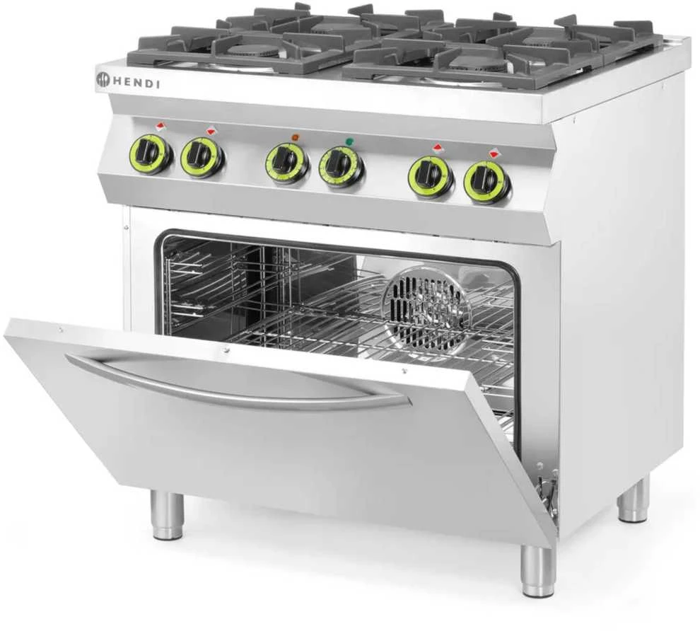 Dujinė viryklė 4 degikliai su elektrine konvekcine orkaite GN1/1 Kitchen Line - Hendi 225882