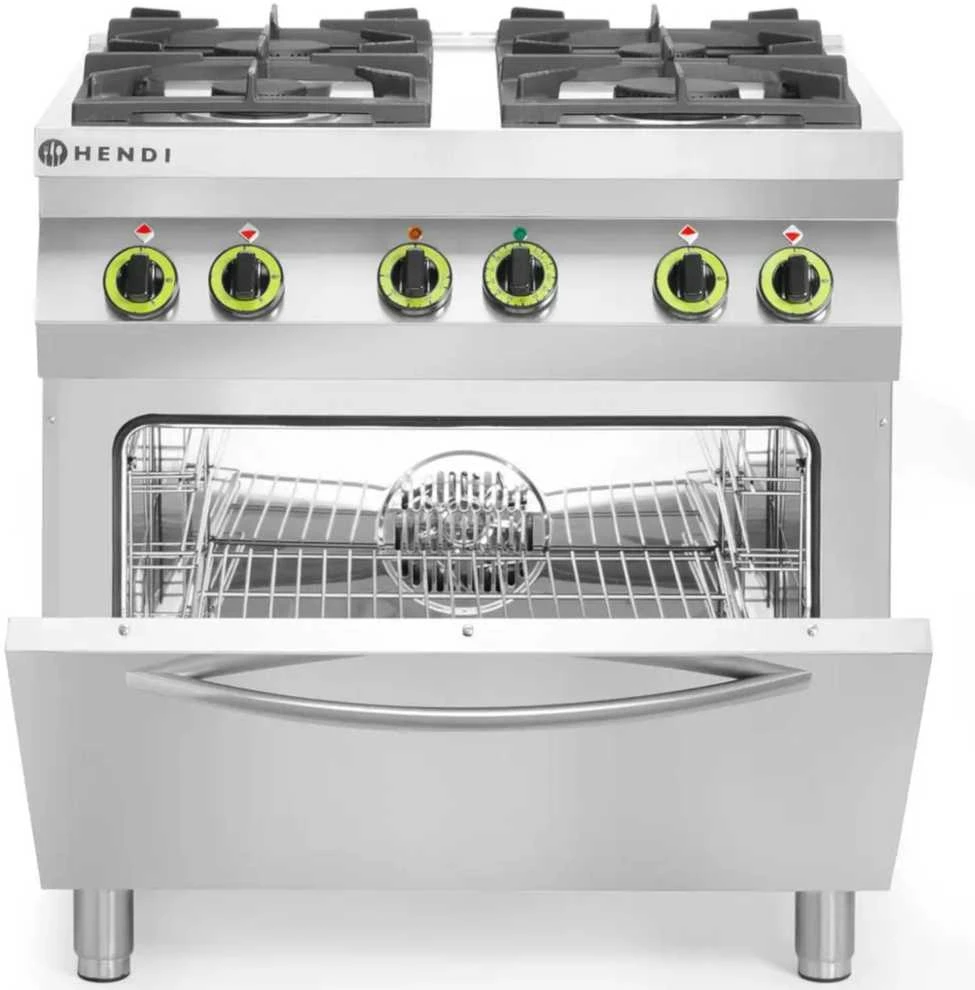 Dujinė viryklė 4 degikliai su elektrine konvekcine orkaite GN1/1 Kitchen Line - Hendi 225882