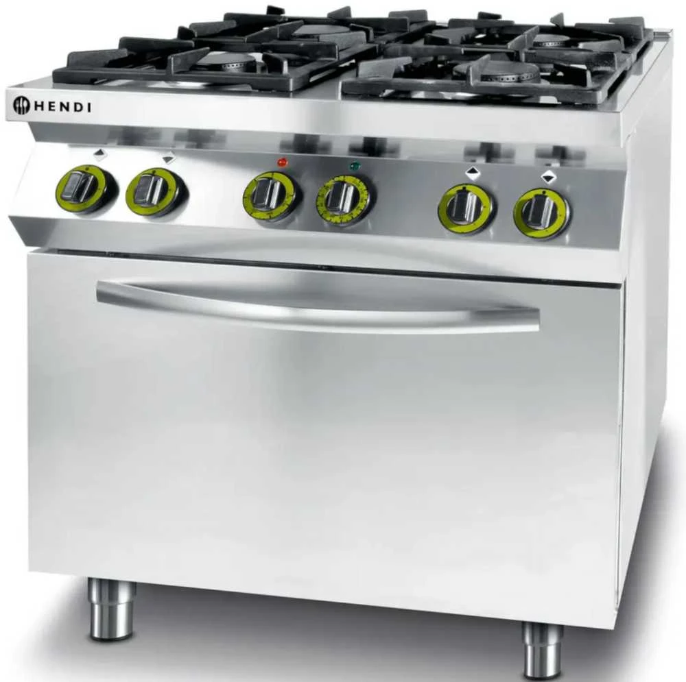 Dujinė viryklė 4 degikliai su elektrine konvekcine orkaite GN1/1 Kitchen Line - Hendi 225882