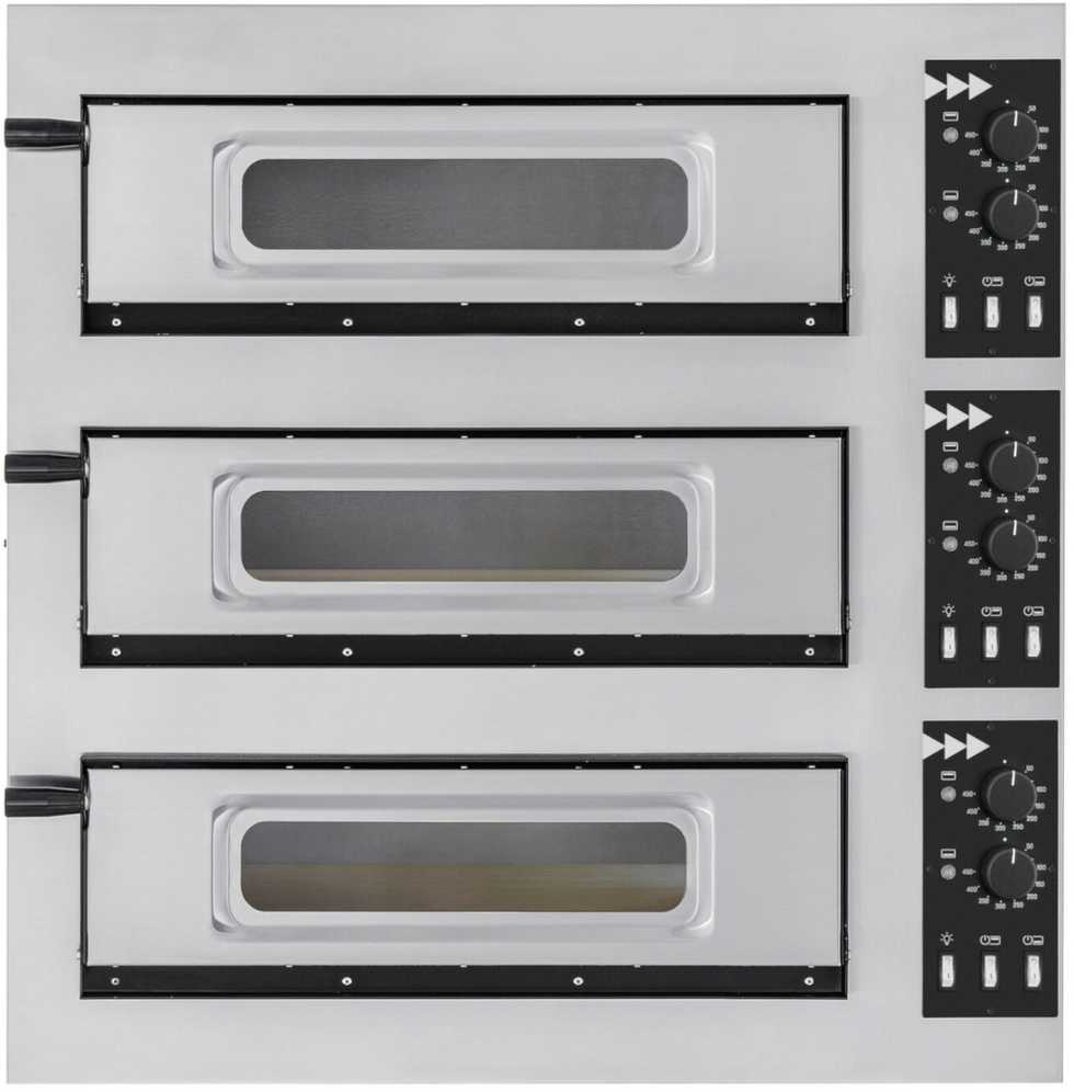 Elektrinė krosnelė Prismafood 3 kamerų picos krosnis 3 picoms, 45 cm skersmuo, BASIC 3/50 STIKLAS IR APŠVIETIMAS 12000 W