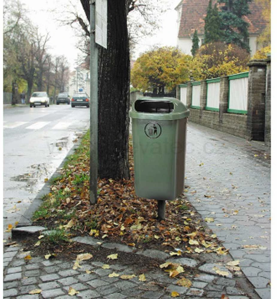 Europlast Austria Gatvės šiukšliadėžė, miesto šiukšlių konteineris stulpui ar sienai, DIN 50L - žalias