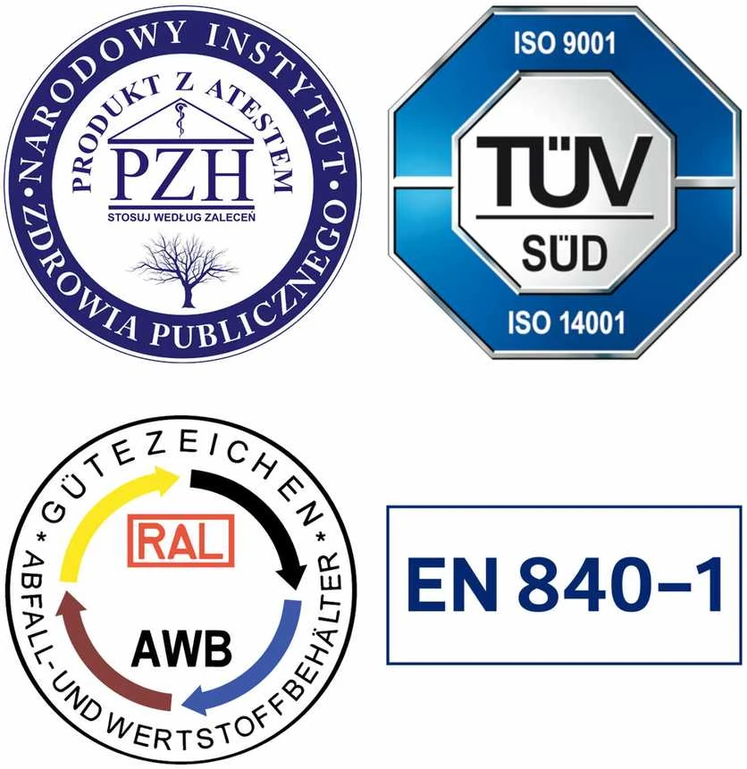 Europlast Austria BIO šiukšliadėžės konteineris dvigubu dugnu, rudas, 240L BIO + GRID