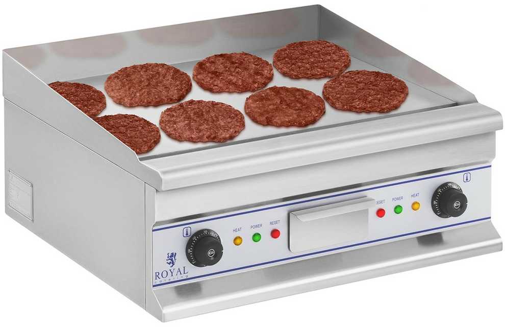 Sklandžiai grotelių plokštelė elektrinė grilis kepimui 60cm 400V Royal Catering RCG 60S