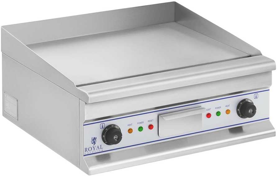 Sklandžiai grotelių plokštelė elektrinė grilis kepimui 60cm 400V Royal Catering RCG 60S