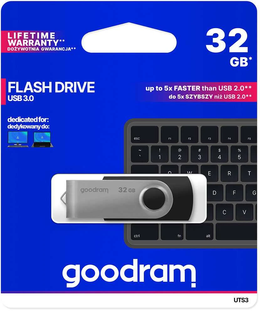Atmintinė USB 3.0 GOODRAM UTS3 32GB, juoda sp.