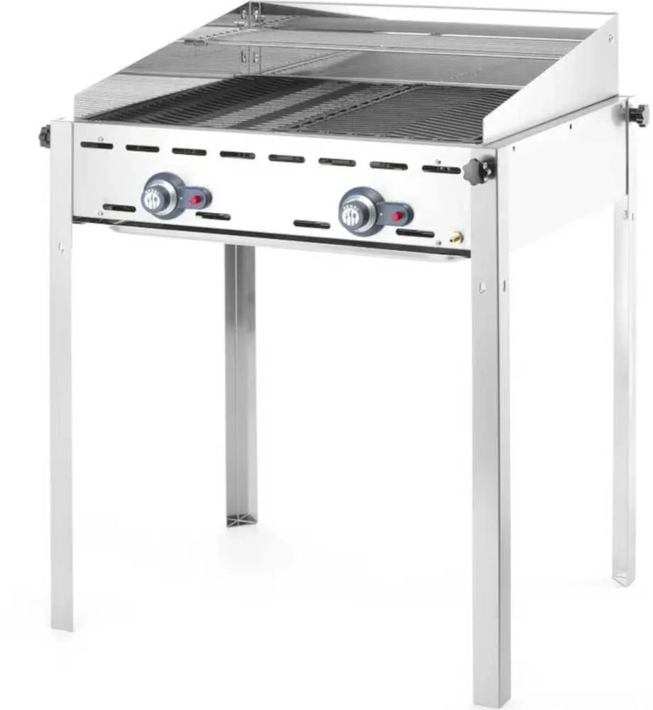 Dujinis grilis "Žalias Fire" 2 degiklių 11,6kW su dangteliu ir lentyna - Hendi 149508