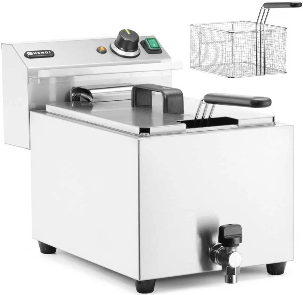 Reguliuojama elektrinė gruzdintuvė su išleidimo čiaupu 400 V 66000 W 10 l - Hendi 209424