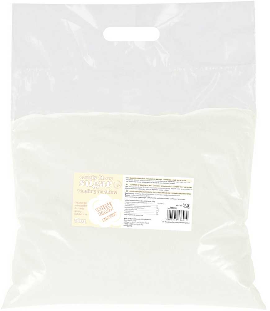 Gsg24 Cukrus cukraus vatos mašinai, granuliacija 0,8-1,2 mm, natūralaus skonio, Baltas 5kg