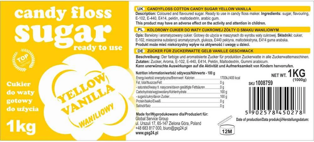 Cukraus vatai skirto mišinio Gsg24 etiketė