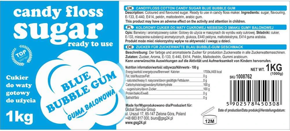 Gsg24 Cukrus cukraus vatai GSG1008762, kramtomosios gumos skonio, 1kg