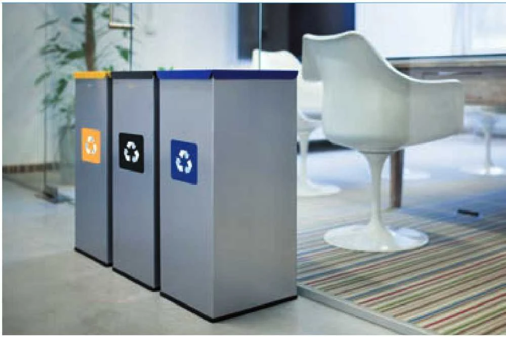 Gsg24 Metalo atliekų rūšiavimo dėžė 30x30x70cm 60L PLASTIKAS - geltonas dangtelis