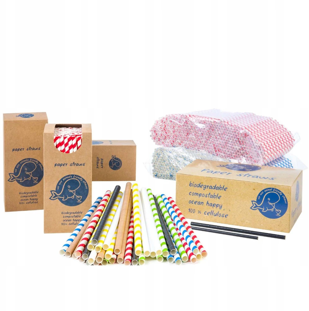 Gsg24 BIO ekologiški popieriniai šiaudeliai PAPER STRAWS 6/205mm - maišyti 500 vnt.