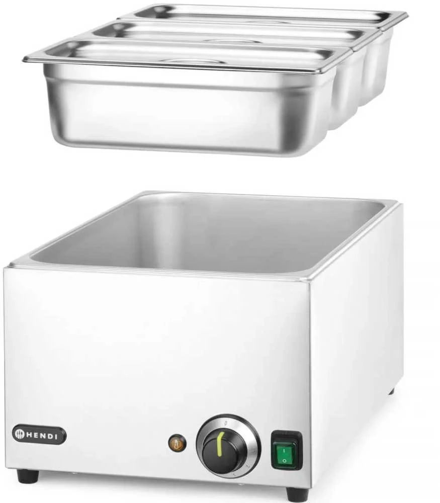 Hendi Bain-marie maisto šildytuvas 3x GN 1/3 100 mm su dangteliais 1000 W