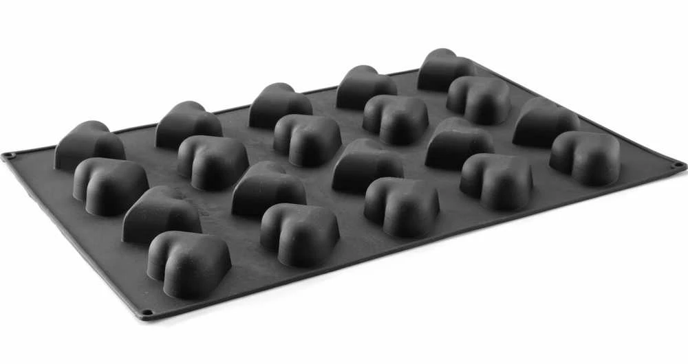 Hendi Silikoninė forma praline, putėsiams, kepiniams, 570 x 375 mm - širdelės