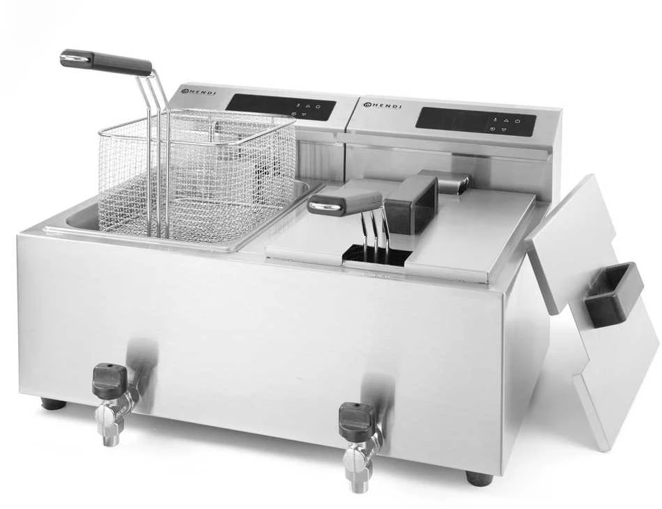 Hendi Mastercook skaitmeninė skydinė gruzdintuvė su čiaupu 2x8L 2x3500W