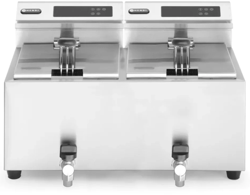 Hendi Gruzdintuvė frytkownica su panelem cyfrowym Profi Line su kranem 2x8L 2x3500W