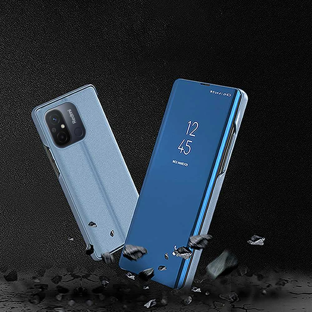 Dėklas Hurtel Glossy Flip Case, skirtas Xiaomi Redmi 11A / Poco C55 / Redmi 12C Clear View Case juoda