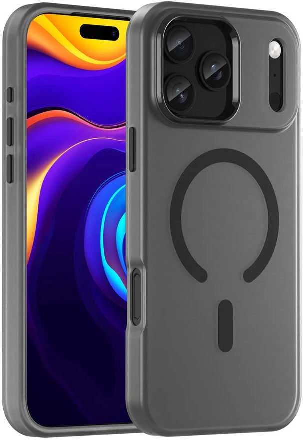 Hurtel Dėklas Magnetic Abrasive skirtas Apple iPhone 17 Pro Max suderinamas su MagSafe – matinės juodos spalvos