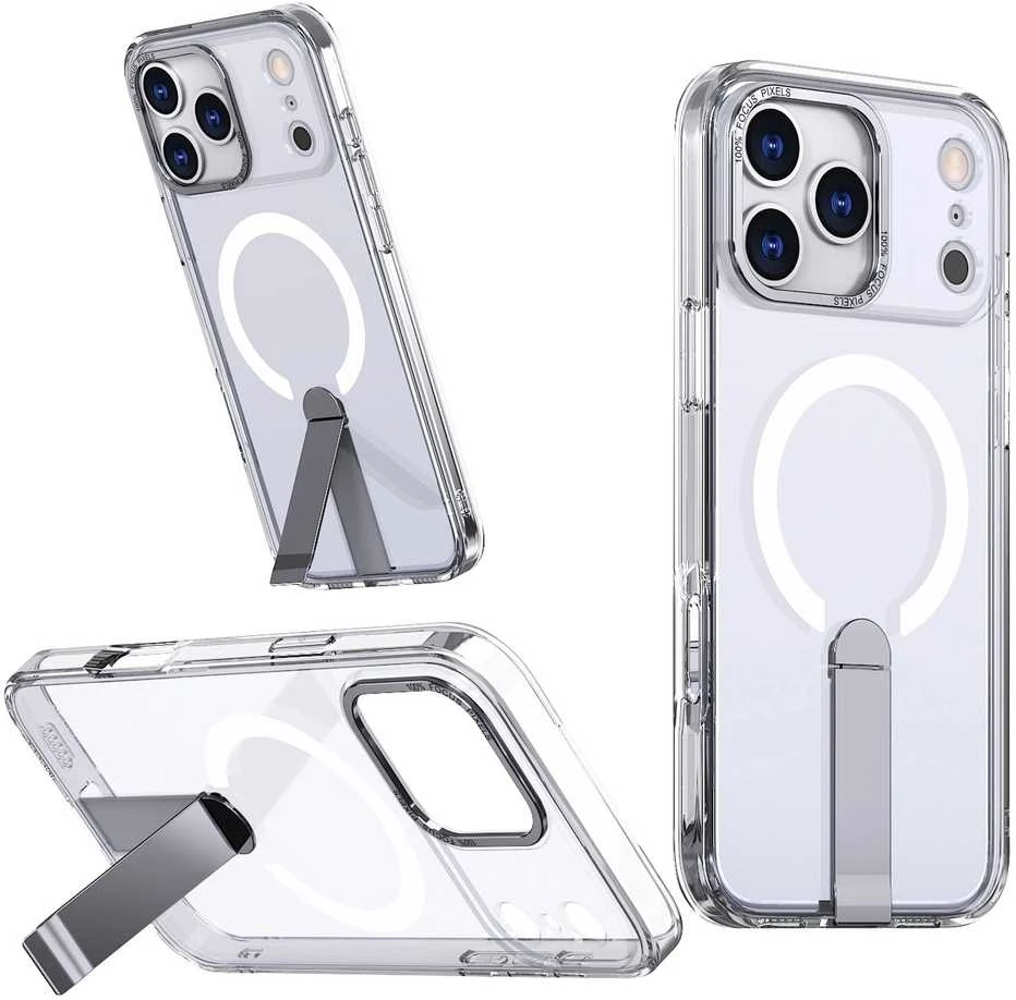 Hurtel Dėklas Hybrid Armor X skirtas Samsung Galaxy S25 FE su stoveliu suderinama su MagSafe – skaidrus