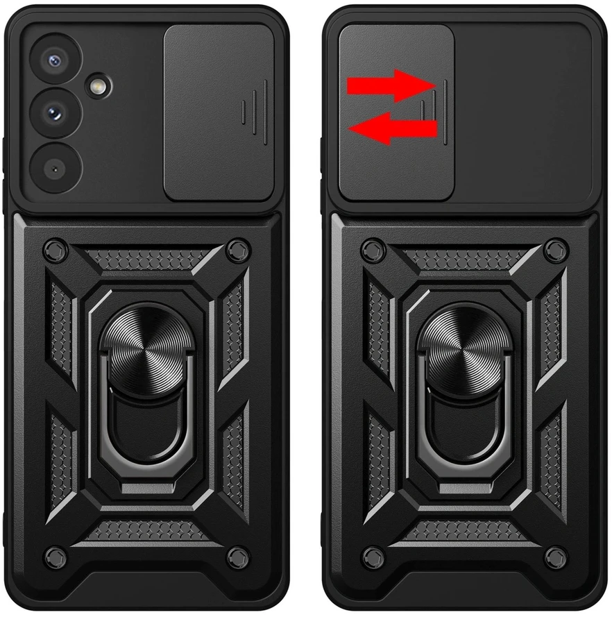 Hurtel Hybrid Armor Camshield dėklas skirtas Samsung Galaxy A37 – juodos spalvos