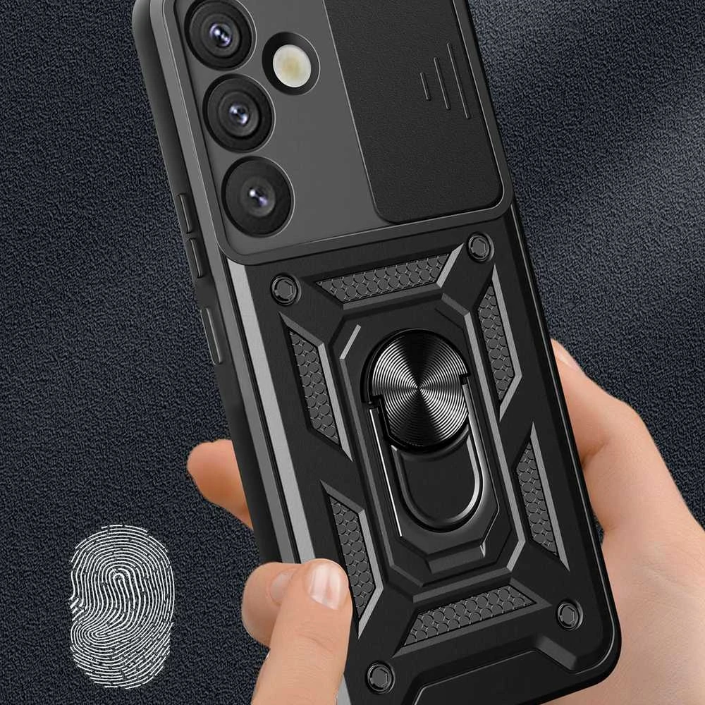 Hurtel Hybrid Armor Camshield Samsung Galaxy S25 Plus – dėklas telefonui juodos spalvos